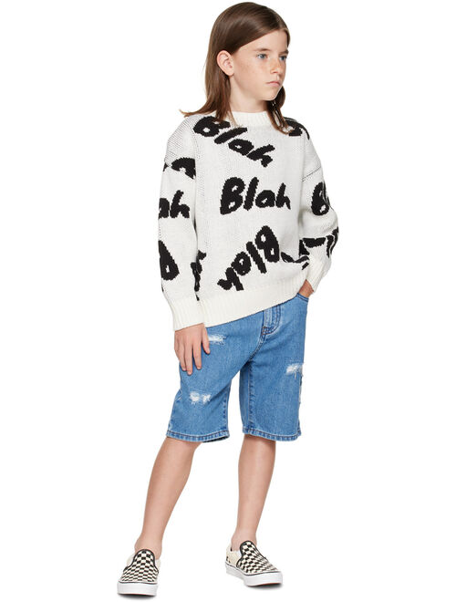 BLABLAKIA Kids White & Black 'Blah' Sweater