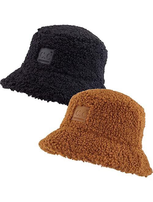 Funky Junque Womens Bucket Hat Fuzzy Faux Fur Sherpa Winter Teddy Fisherman