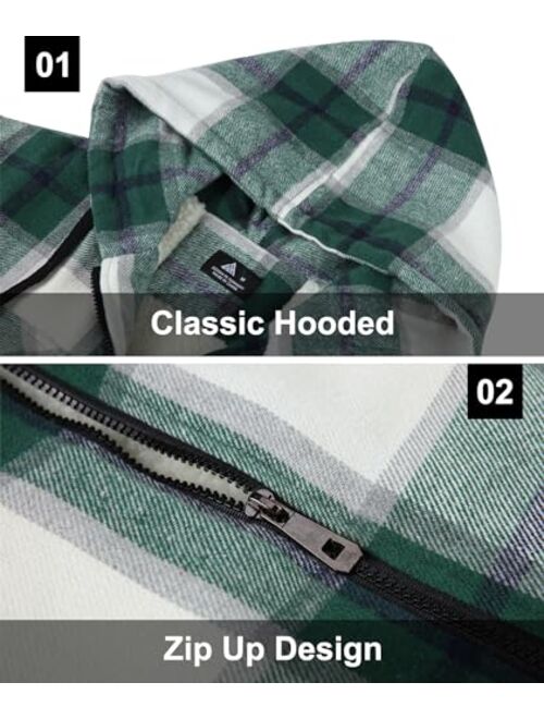 GEEK LIGHTING Men's Flannel Shirts Jacket Sherpa Lined Fleece Plaid Hoodie Long Sleeve Winter Warm Coat