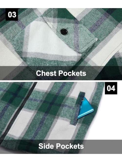 GEEK LIGHTING Men's Flannel Shirts Jacket Sherpa Lined Fleece Plaid Hoodie Long Sleeve Winter Warm Coat