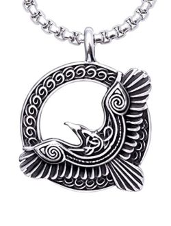 HAQUIL Raven Necklace, Celtic Flying Raven Totem Pendant, Raven Jewelry Gift for Men and Women
