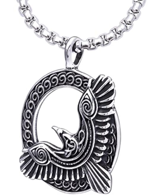 HAQUIL Raven Necklace, Celtic Flying Raven Totem Pendant, Raven Jewelry Gift for Men and Women