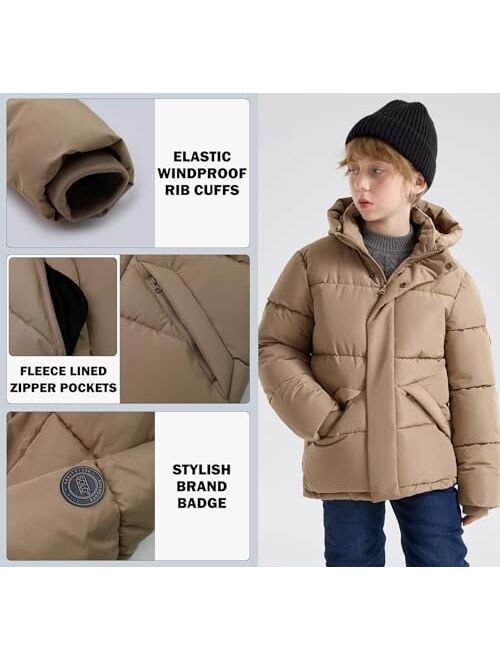 SOLOCOTE Boys Winter Coats Stay Warm and Dry with Water-Resistant Fleece Jacket