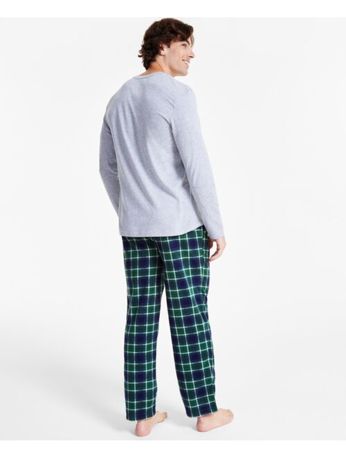 CLUB ROOM Men's Plaid Fleece Pajama Top & Pants Set, Created for Macy's
