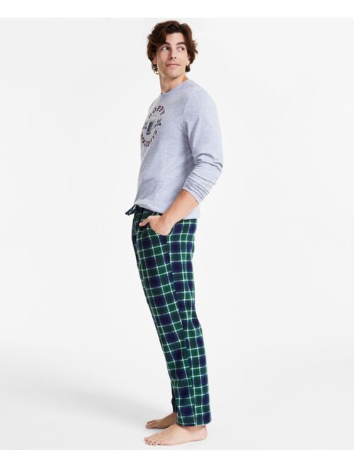 CLUB ROOM Men's Plaid Fleece Pajama Top & Pants Set, Created for Macy's