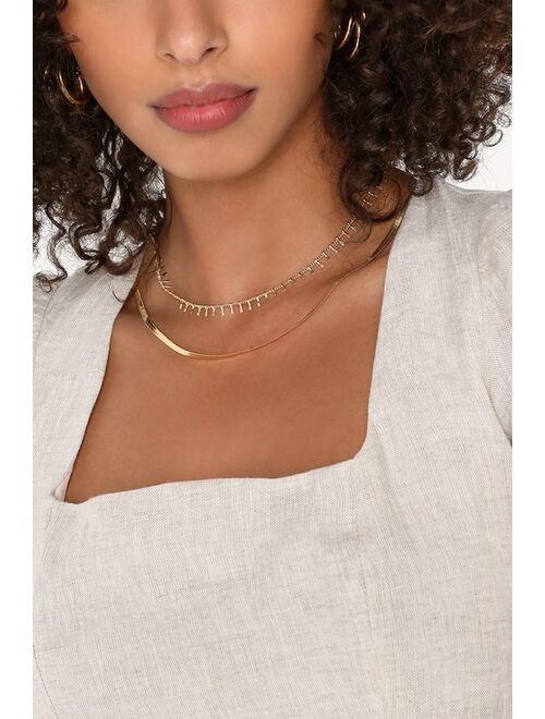 Lulus Modern Refinement 14KT Gold Layered Necklace