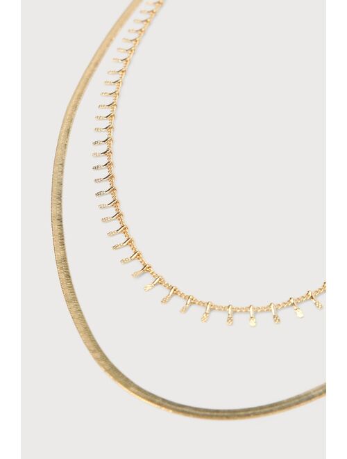 Lulus Modern Refinement 14KT Gold Layered Necklace