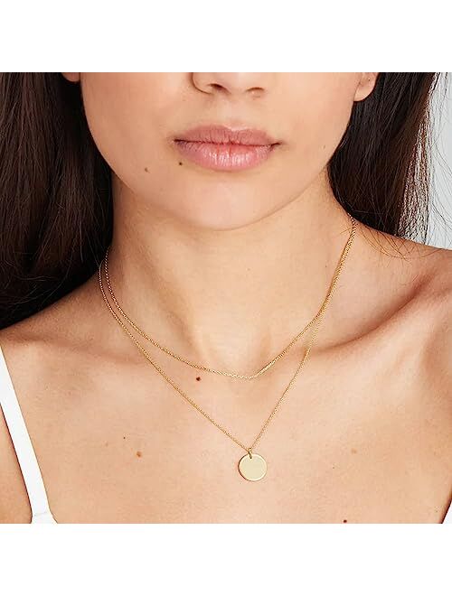 Elenary Layered Choker Necklaces for Women,Handmade 14K Gold Plated Dainty Pearl Choker Snake Chains Star Bar Coin Pendant Multilayer Adjustable Layering Gold Necklace Se