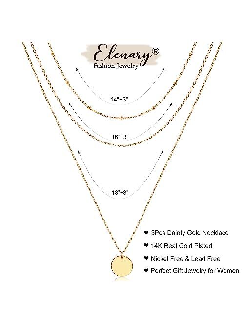 Elenary Layered Choker Necklaces for Women,Handmade 14K Gold Plated Dainty Pearl Choker Snake Chains Star Bar Coin Pendant Multilayer Adjustable Layering Gold Necklace Se