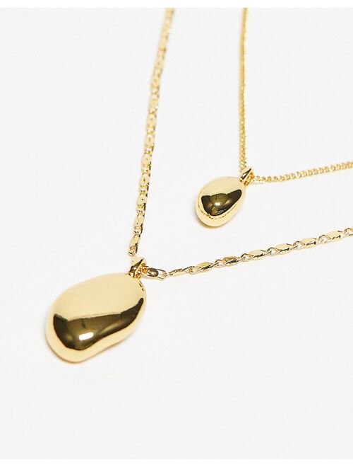 Topshop Naples 2 pack pendant necklace in 14k gold plated