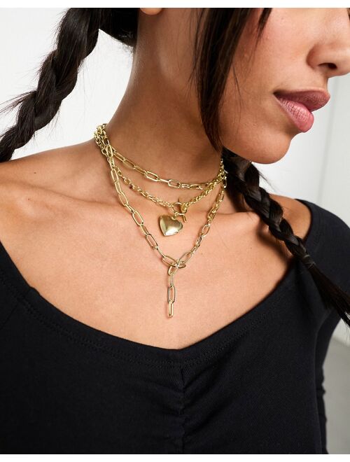 Petit Moments gold plated multirow chain necklace
