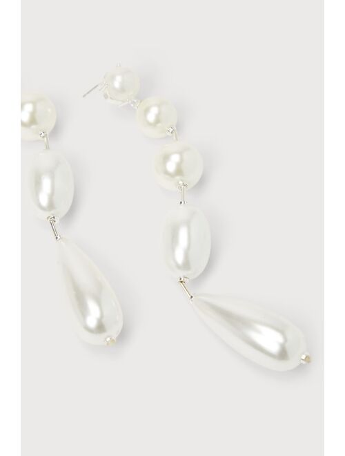 Lulus Forever Your Pearl White Pearl Statement Drop Earrings