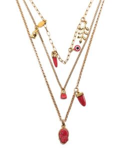 layered gold-plated charm necklace