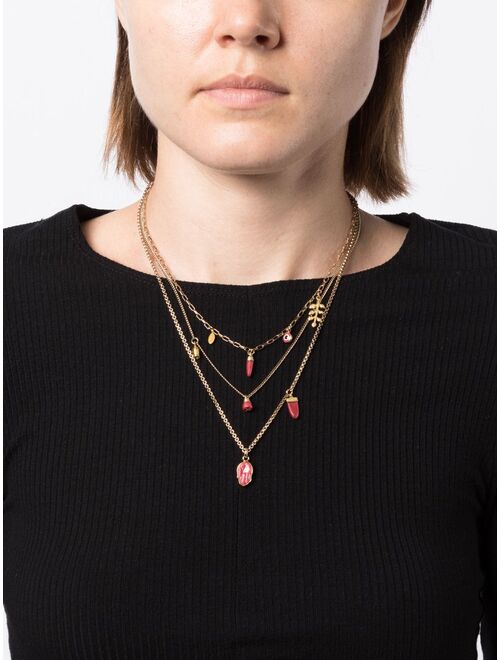 ISABEL MARANT layered gold-plated charm necklace
