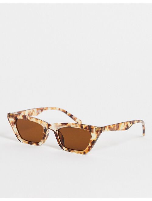 Object narrow cat eye sunglasses in tortoiseshell
