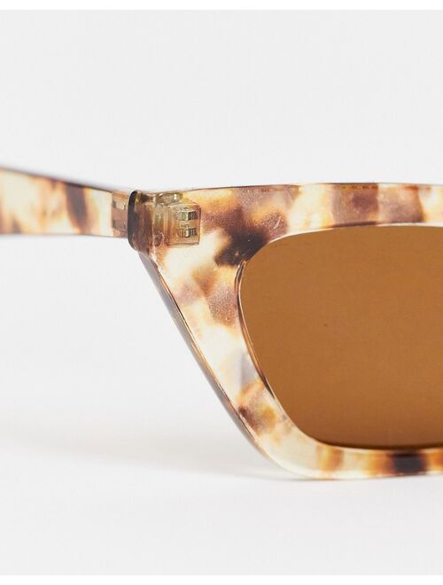 Object narrow cat eye sunglasses in tortoiseshell