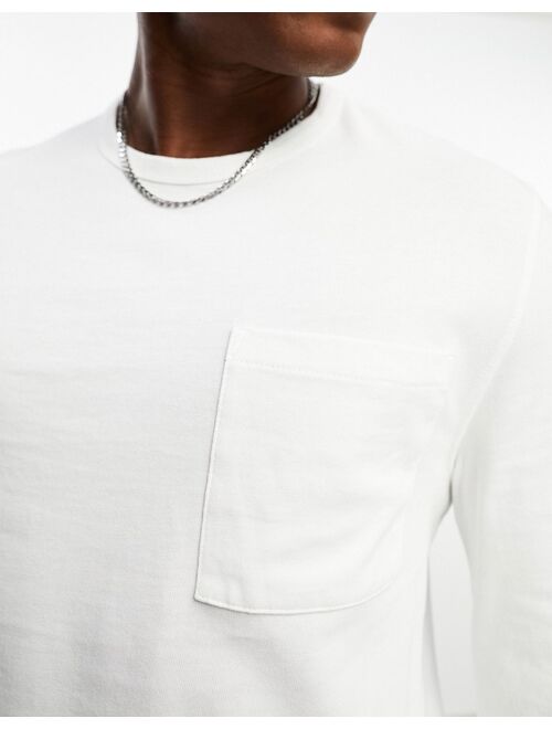 ASOS DESIGN long sleeve heavyweight t-shirt with pocket in white