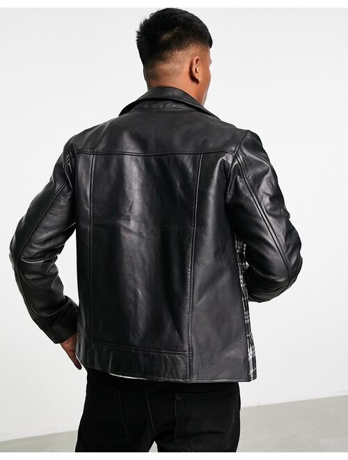 Bolongaro Trevor Kellan check biker leather jacket