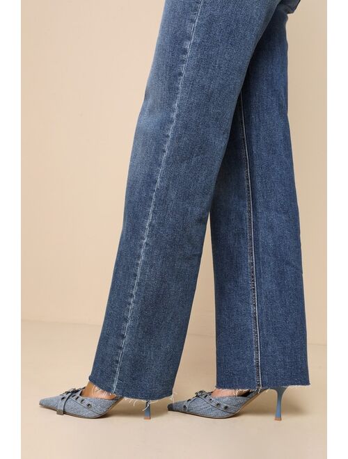 Vervet Freshly Chic Dark Wash High Rise Wide Leg Jeans