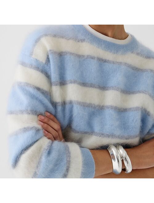 Brushed cashmere relaxed crewneck sweater in stripe