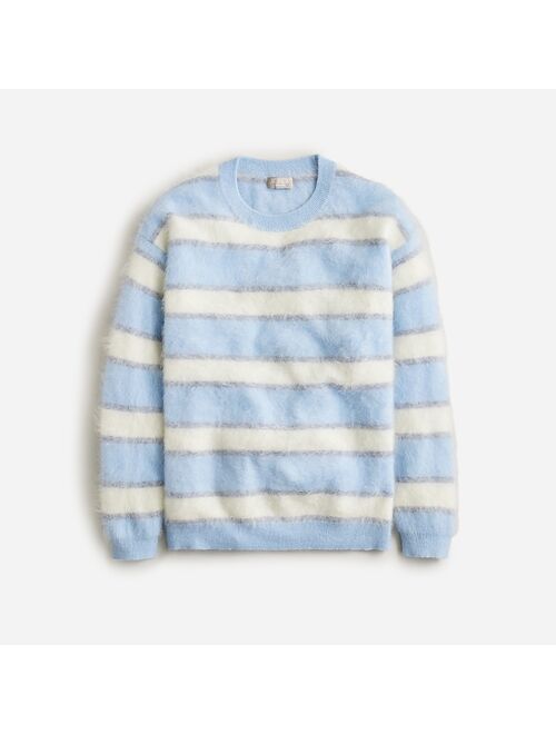 Brushed cashmere relaxed crewneck sweater in stripe