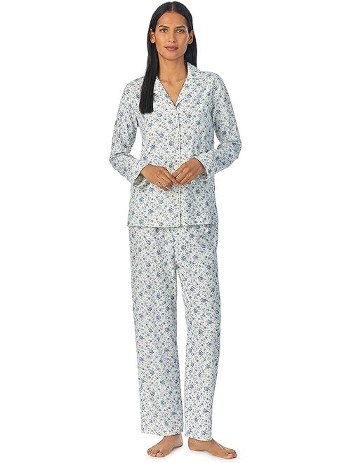 Polo Ralph Lauren LAUREN Ralph Lauren Long Sleeve Brushed Twill Notch PJ Set