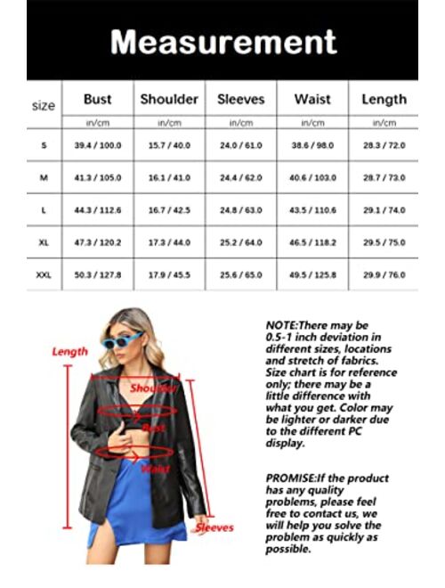 Bellivera Women's Faux Leather Blazer Jacket Oversized Long Sleeve Coat Motorcycle Vegan Pleather Outerwear