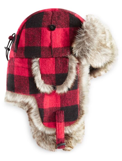 STETSON Men's Faux-Fur Buffalo-Print Trapper Hat