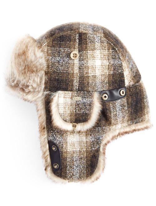 SCALA Men's Ombre Plaid Trapper Hat with Faux-Fur Lining & Faux-Leather Trim