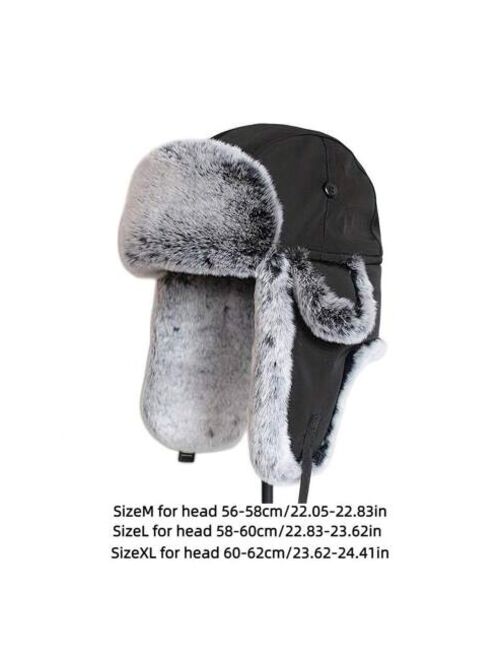 Shein 1 Piece Winter Warm Bomber Hat for Men Women Snow Cap Ushanka Trapper Hats with Earflaps for Outdoor Hunting Skiing