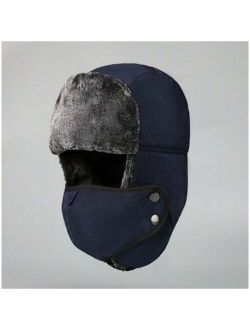 Shein 1 Set Ushanka Men'S Winter Trapper Hat With Windproof Mask-Russian Trooper Hat Hunting Skiing Hat For Men Women