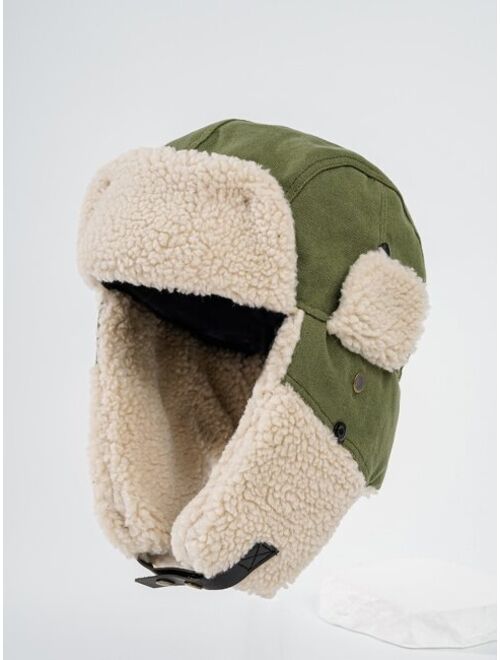 Shein Men Solid Plush Lined Trapper Hat