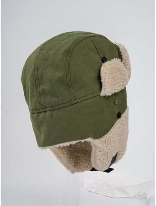 Shein Men Solid Plush Lined Trapper Hat