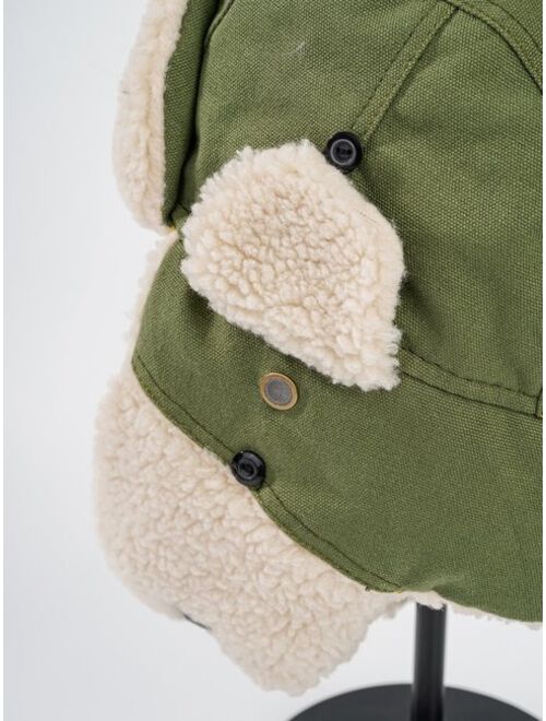 Shein Men Solid Plush Lined Trapper Hat