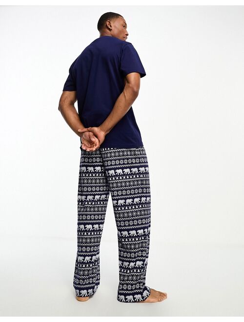 ASOS DESIGN polar print pajama set in navy