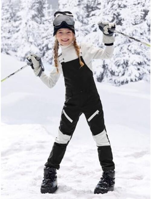 Haloumoning Kids Girls Winter Essential Insulated Snow Bibs Waterproof Warm Ski Pants Overalls