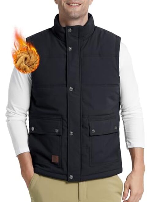 MAGCOMSEN Men's Winter Vest Outerwear Fleece Lined Outdoor Vest Warm Sleeveless Jacket