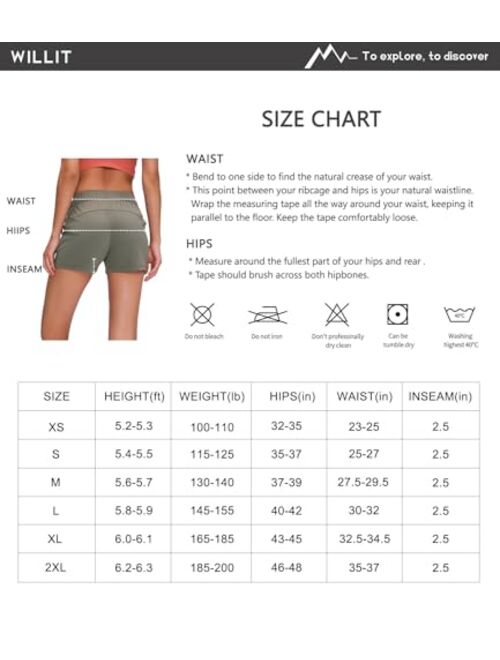 Willit Women's Shorts Hiking Athletic Shorts Yoga Lounge Active Workout Running Shorts Comfy Casual with Pockets 2.5"