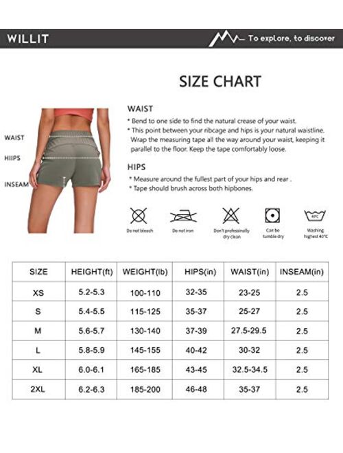 Willit Women's Shorts Hiking Athletic Shorts Yoga Lounge Active Workout Running Shorts Comfy Casual with Pockets 2.5"