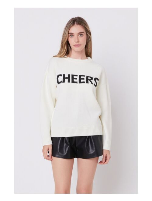 ENGLISH FACTORY Women's Cheers Holiday Sweater, Created for Macy's