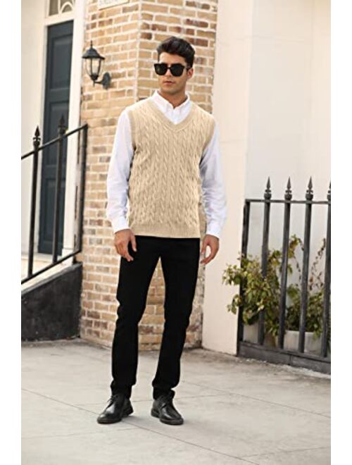 MNCEGEER Mens Knitwear Vest Sleeveless Casual V Neck Slim Fit Pullover Knitted Sweater