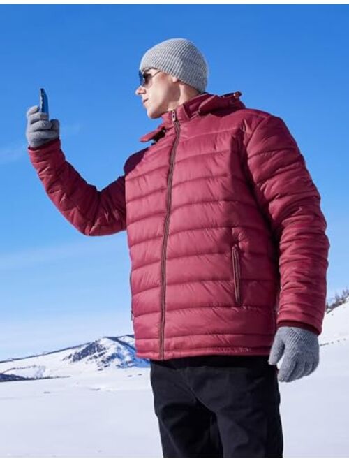 BEST SOUTH Men's Winter Puffer Jacket Hooded Puffy Fleece Warm Lightweight Coat Outerwear Cold Weather