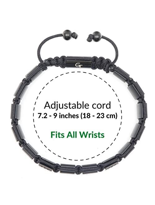 GT collection Men's Flat Bead Bracelet - Used for Its Grounding Effects 100% Natural - Adjustable Gemstones Beaded Bracelet for Mens