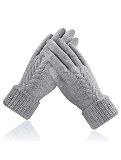 Winter Gloves for Women, Warm Touch Screen Texting Gloves, Womens Knit Glove Soft Thick Fleece Lined