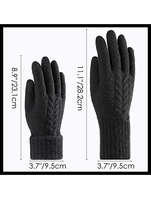 Achiou Winter Gloves for Women, Warm Touch Screen Texting Gloves, Womens Knit Glove Soft Thick Fleece Lined