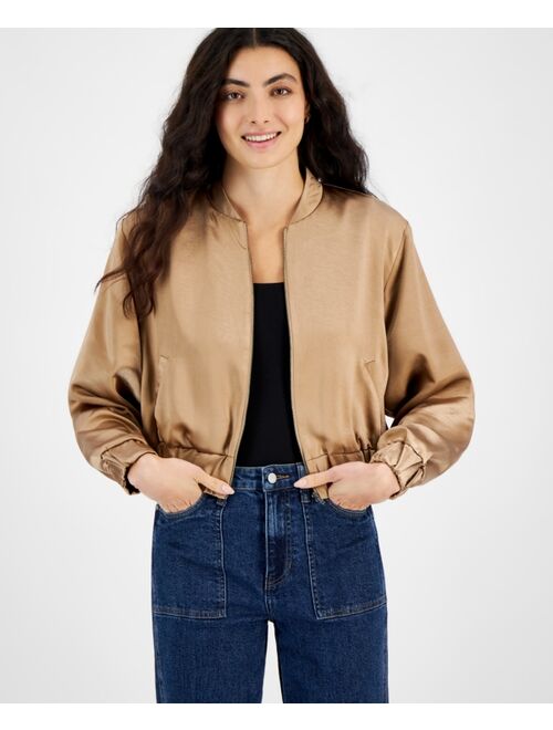 AND NOW THIS Women's Satin Bomber Jacket