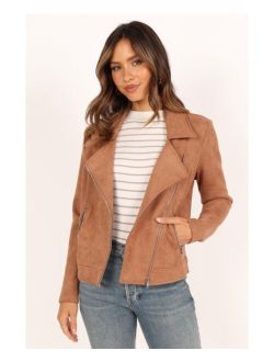 PETAL AND PUP Womens Spencer Faux Suede Moto Jacket