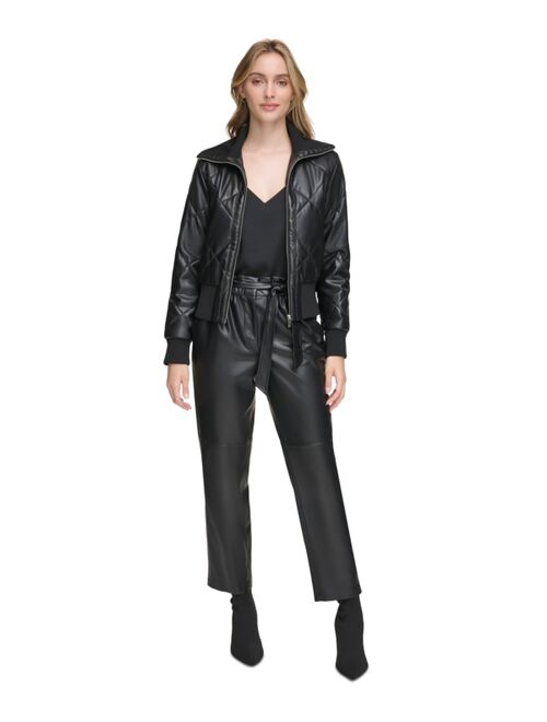 CALVIN KLEIN Women's Quilted Faux-Leather Jacket