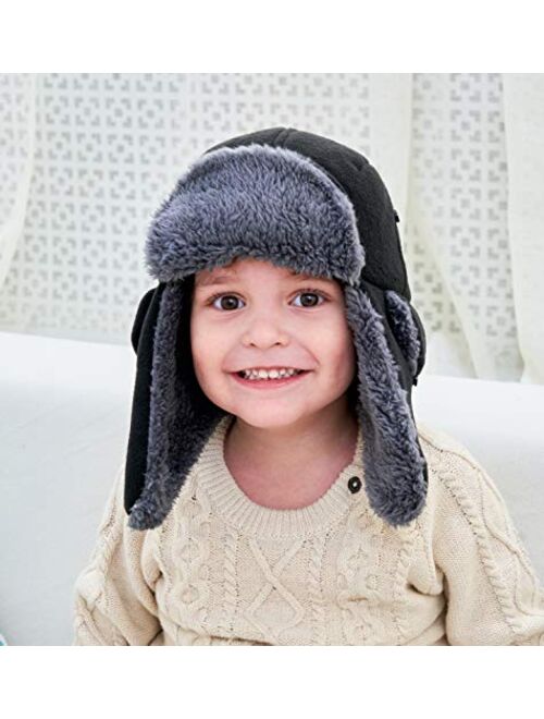 Home Prefer Toddler Boys Winter Hat Long Earflaps Warm Fleece Trapper Hat