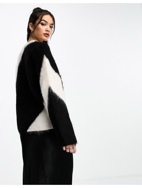 & Other Stories wool blend oversized knit sweater in mono pattern